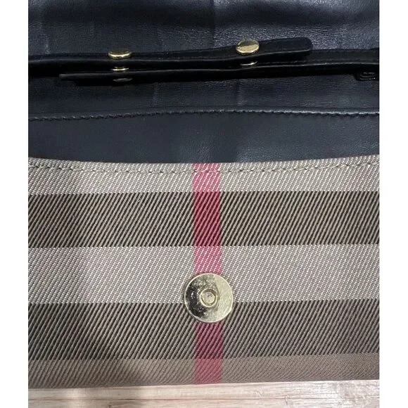 Burberry Henley Check Leather Wallet On Chain Black Shoulder Crossbody Bag - Picture 11 of 15